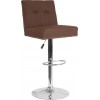 Ravello Contemporary Adjustable Height Barstool with Accent Nail Trim in Brown Fabric