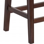 26'' High Backless Cappuccino Wood Counter Height Stool with Black LeatherSoft Saddle Seat
