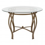 Syracuse 42'' Round Glass Dining Table with Matte Gold Metal Frame