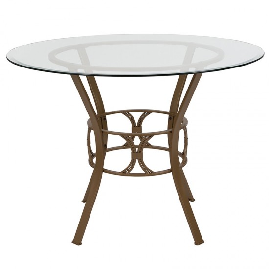 Carlisle 42'' Round Glass Dining Table with Matte Gold Metal Frame