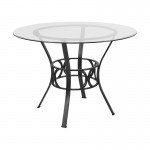 Carlisle 42'' Round Glass Dining Table with Black Metal Frame