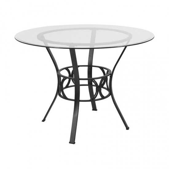 Carlisle 42'' Round Glass Dining Table with Black Metal Frame