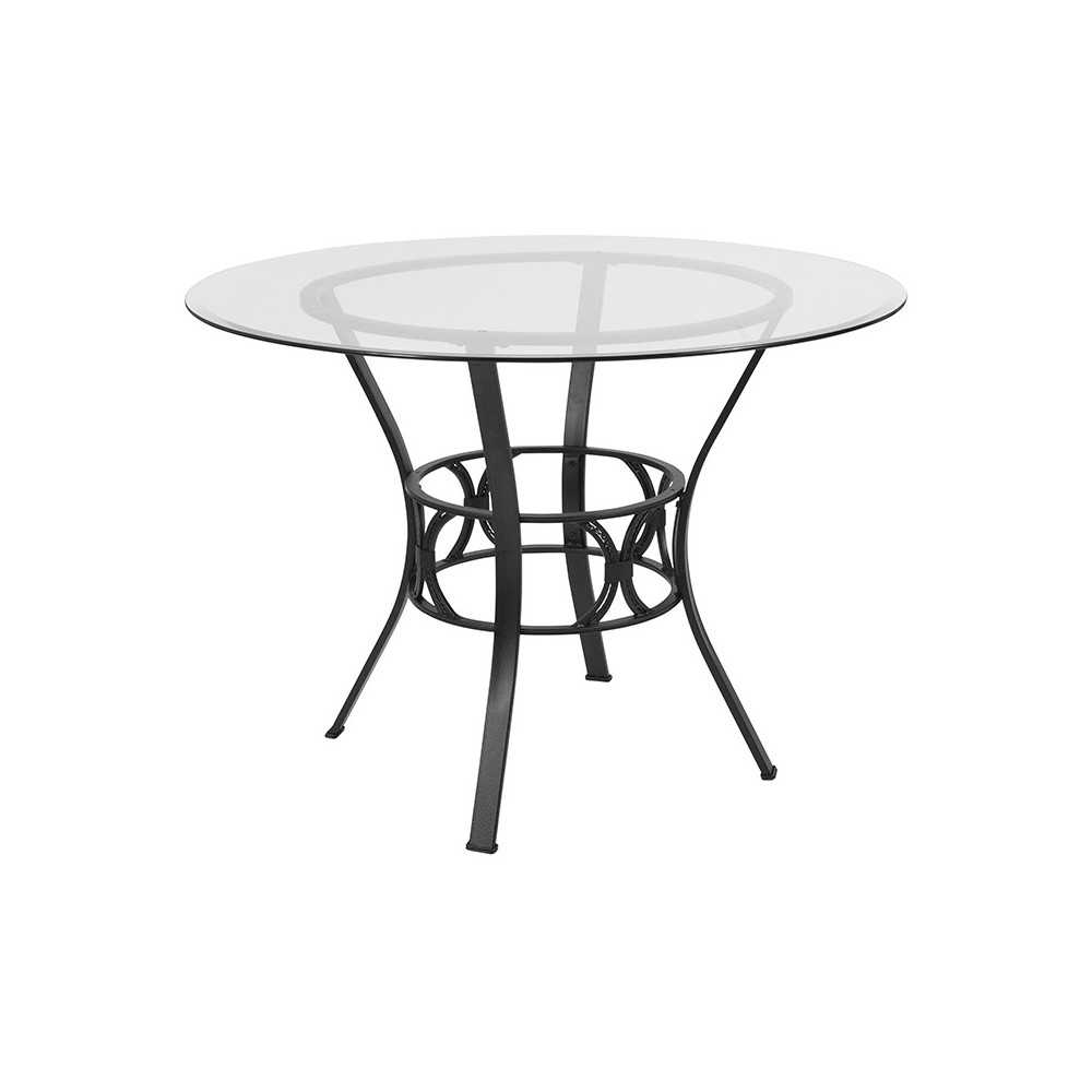 Carlisle 42'' Round Glass Dining Table with Black Metal Frame