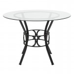 Carlisle 42'' Round Glass Dining Table with Black Metal Frame