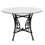 Princeton 42'' Round Glass Dining Table with Black Metal Frame