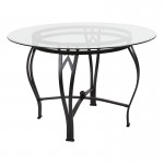 Syracuse 45'' Round Glass Dining Table with Black Metal Frame