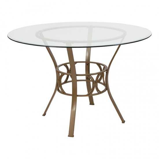 Carlisle 45'' Round Glass Dining Table with Matte Gold Metal Frame