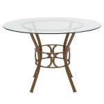 Carlisle 45'' Round Glass Dining Table with Matte Gold Metal Frame