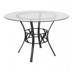 Carlisle 45'' Round Glass Dining Table with Black Metal Frame