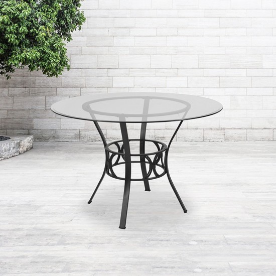 Carlisle 45'' Round Glass Dining Table with Black Metal Frame