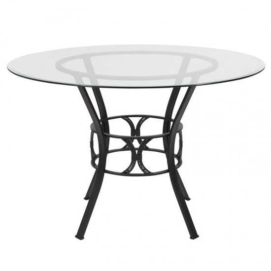 Carlisle 45'' Round Glass Dining Table with Black Metal Frame