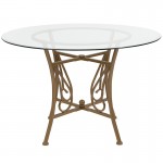 Princeton 45'' Round Glass Dining Table with Matte Gold Metal Frame