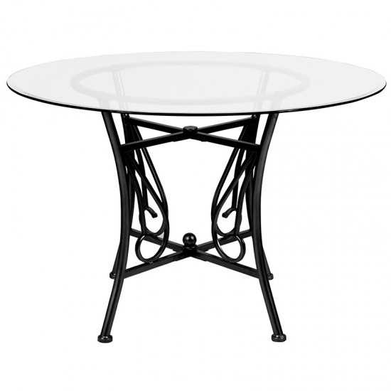 Princeton 45'' Round Glass Dining Table with Black Metal Frame