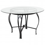 Syracuse 48'' Round Glass Dining Table with Black Metal Frame