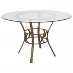 Carlisle 48'' Round Glass Dining Table with Matte Gold Metal Frame