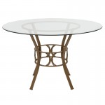 Carlisle 48'' Round Glass Dining Table with Matte Gold Metal Frame