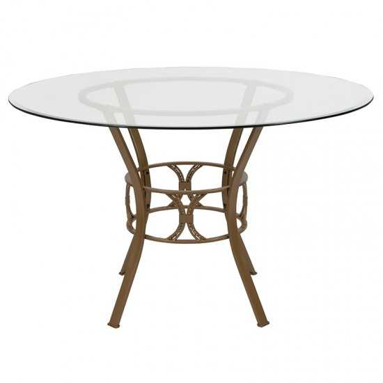 Carlisle 48'' Round Glass Dining Table with Matte Gold Metal Frame