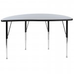 47.5" Half Circle Wave Collaborative Grey Thermal Laminate Activity Table - Standard Height Adjustable Legs