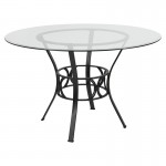 Carlisle 48'' Round Glass Dining Table with Black Metal Frame