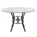 Carlisle 48'' Round Glass Dining Table with Black Metal Frame