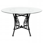 Princeton 48'' Round Glass Dining Table with Black Metal Frame