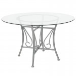 Princeton 48'' Round Glass Dining Table with Silver Metal Frame