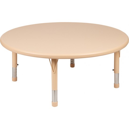 45" Round Natural Plastic Height Adjustable Activity Table