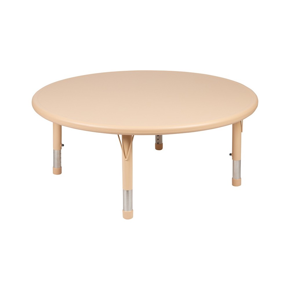 45" Round Natural Plastic Height Adjustable Activity Table