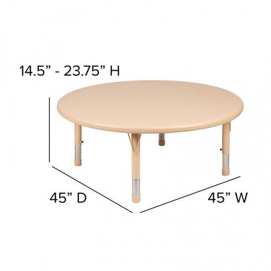 45" Round Natural Plastic Height Adjustable Activity Table