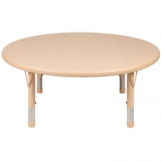 45" Round Natural Plastic Height Adjustable Activity Table