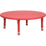 45'' Round Red Plastic Height Adjustable Activity Table