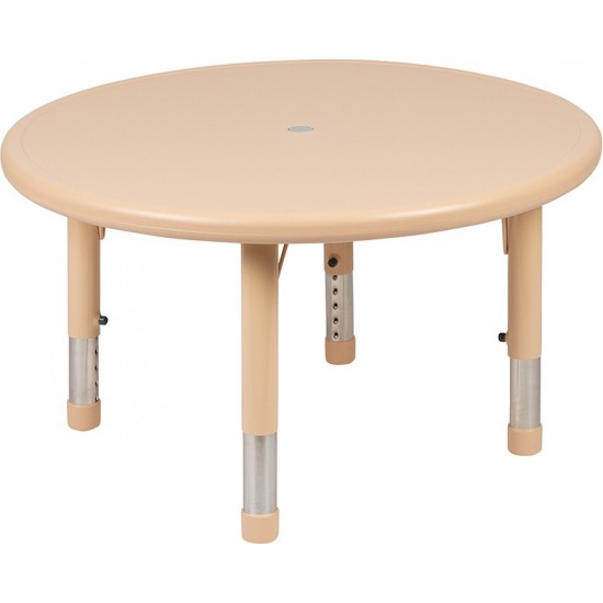 33" Round Natural Plastic Height Adjustable Activity Table