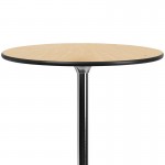 24'' Round Wood Cocktail Table with 30'' and 42'' Columns