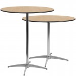 36'' Round Wood Cocktail Table with 30'' and 42'' Columns