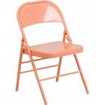 Series Sedona Coral Triple Braced & Double Hinged Metal Folding Chair