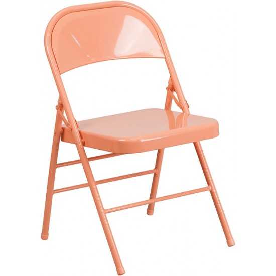 Series Sedona Coral Triple Braced & Double Hinged Metal Folding Chair