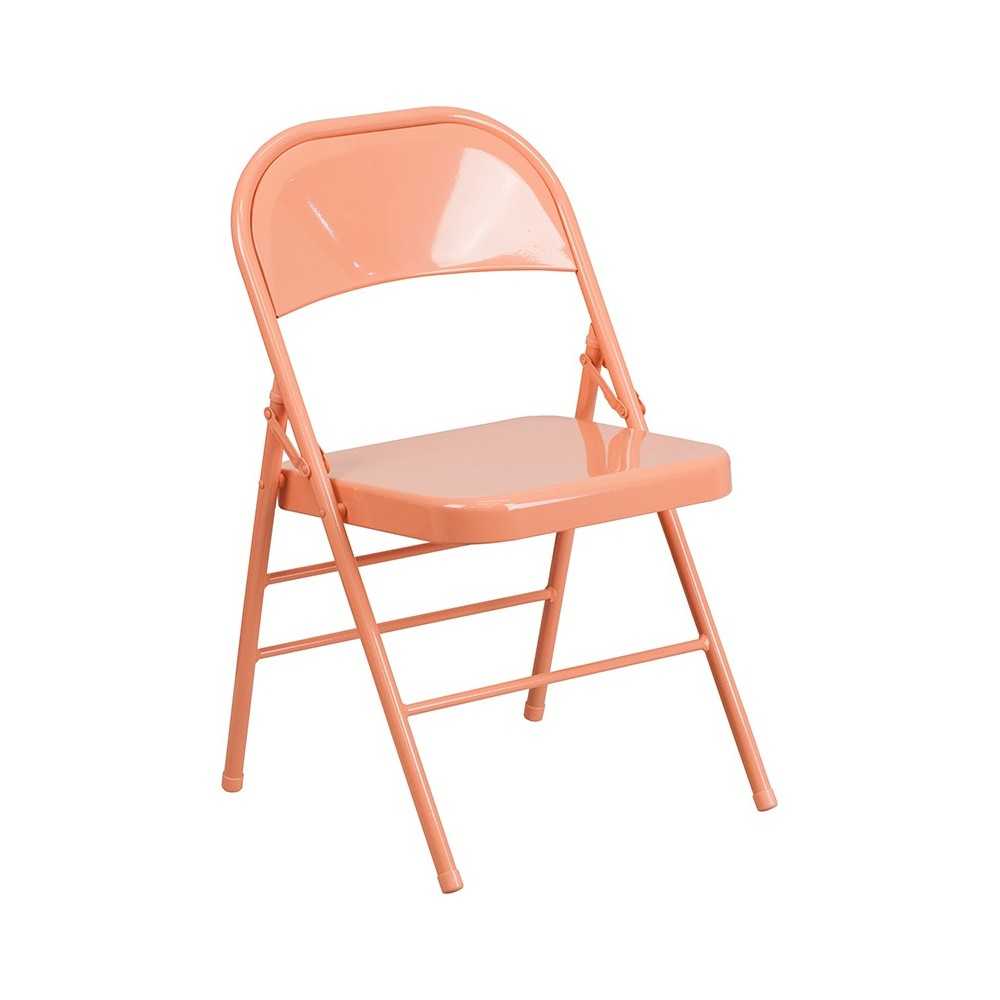 Series Sedona Coral Triple Braced & Double Hinged Metal Folding Chair