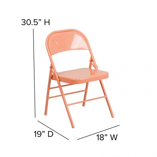 Series Sedona Coral Triple Braced & Double Hinged Metal Folding Chair