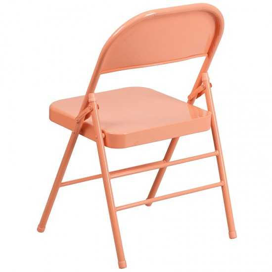 Series Sedona Coral Triple Braced & Double Hinged Metal Folding Chair