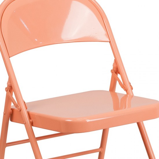 Series Sedona Coral Triple Braced & Double Hinged Metal Folding Chair