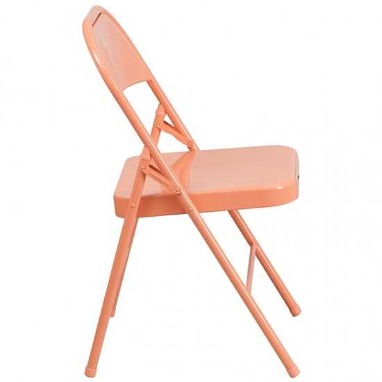 Series Sedona Coral Triple Braced & Double Hinged Metal Folding Chair