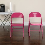 Series Shockingly Fuchsia Triple Braced & Double Hinged Metal Folding Chair