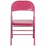 Series Shockingly Fuchsia Triple Braced & Double Hinged Metal Folding Chair