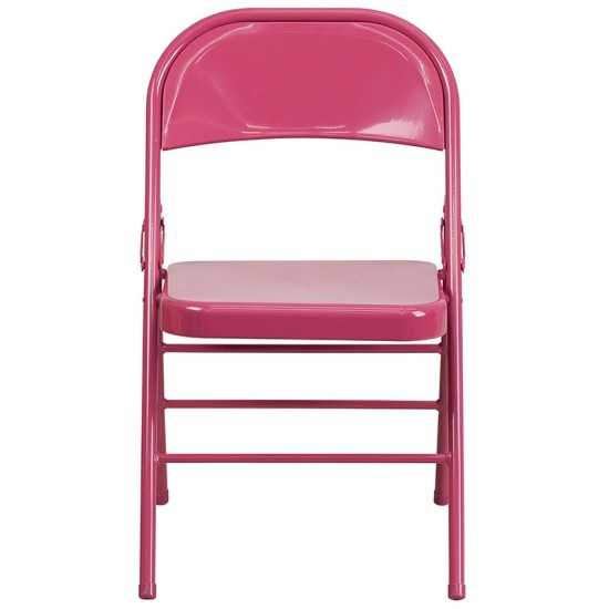 Series Shockingly Fuchsia Triple Braced & Double Hinged Metal Folding Chair