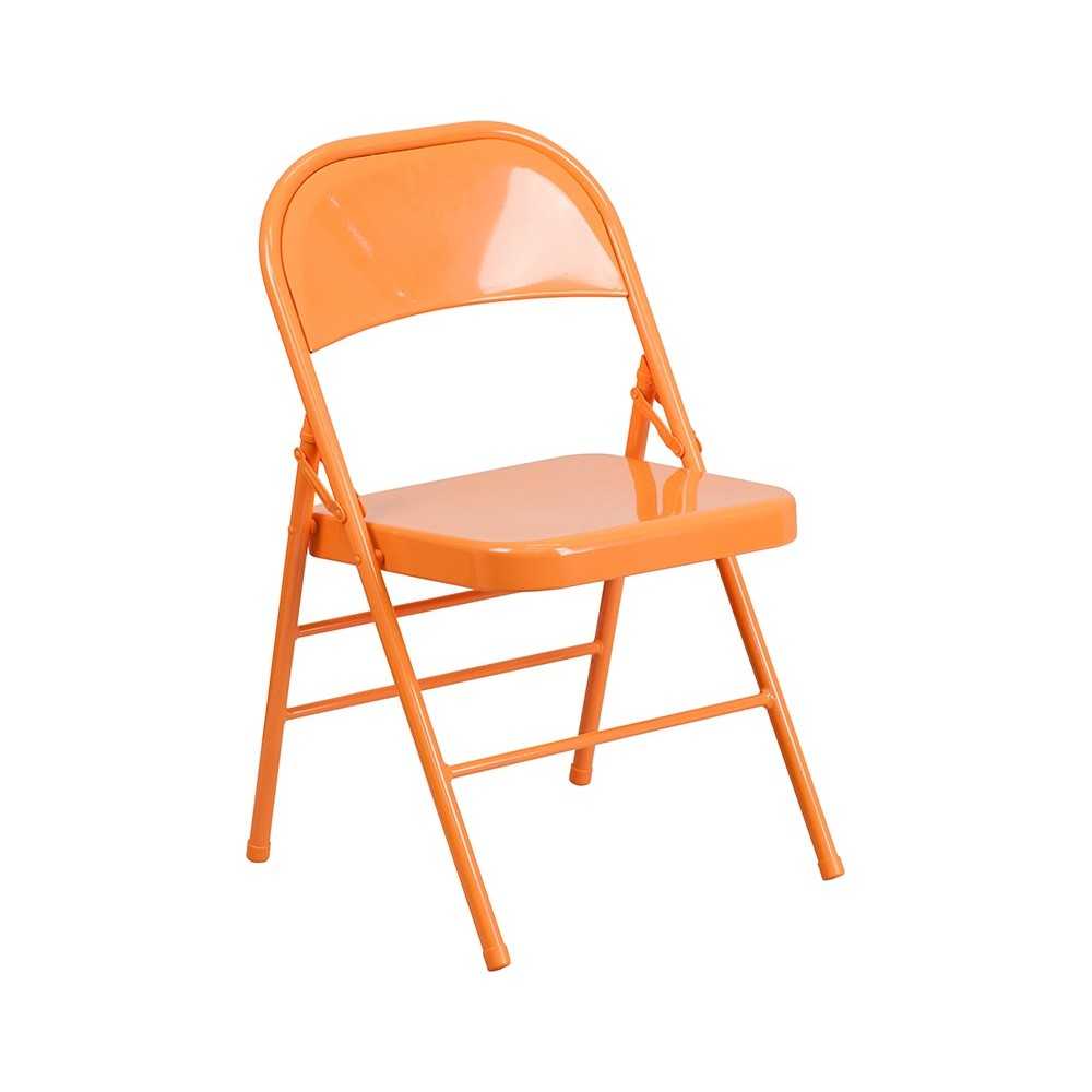 Series Orange Marmalade Triple Braced & Double Hinged Metal Folding Chair