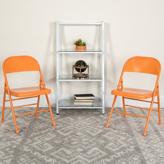 Series Orange Marmalade Triple Braced & Double Hinged Metal Folding Chair