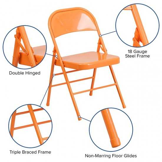 Series Orange Marmalade Triple Braced & Double Hinged Metal Folding Chair