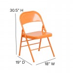 Series Orange Marmalade Triple Braced & Double Hinged Metal Folding Chair