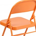 Series Orange Marmalade Triple Braced & Double Hinged Metal Folding Chair