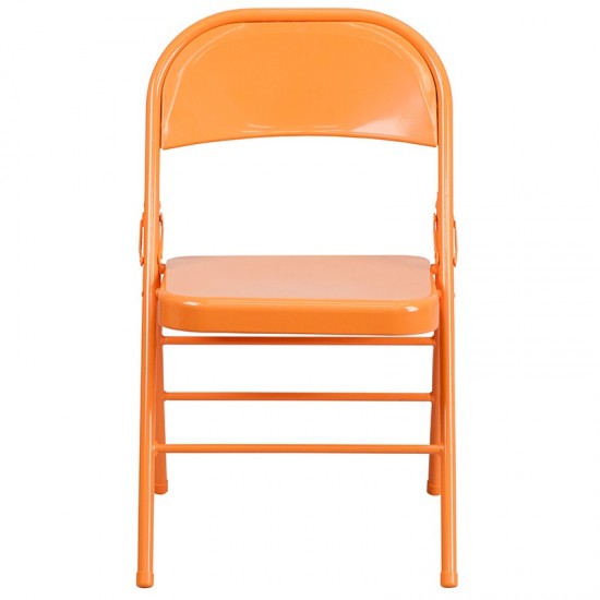 Series Orange Marmalade Triple Braced & Double Hinged Metal Folding Chair